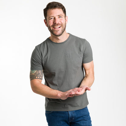 Ash & Erie Fieldstone Grey Pima Cotton Crew Neck T-Shirt for Short Men   Short Sleeve Premium Tee