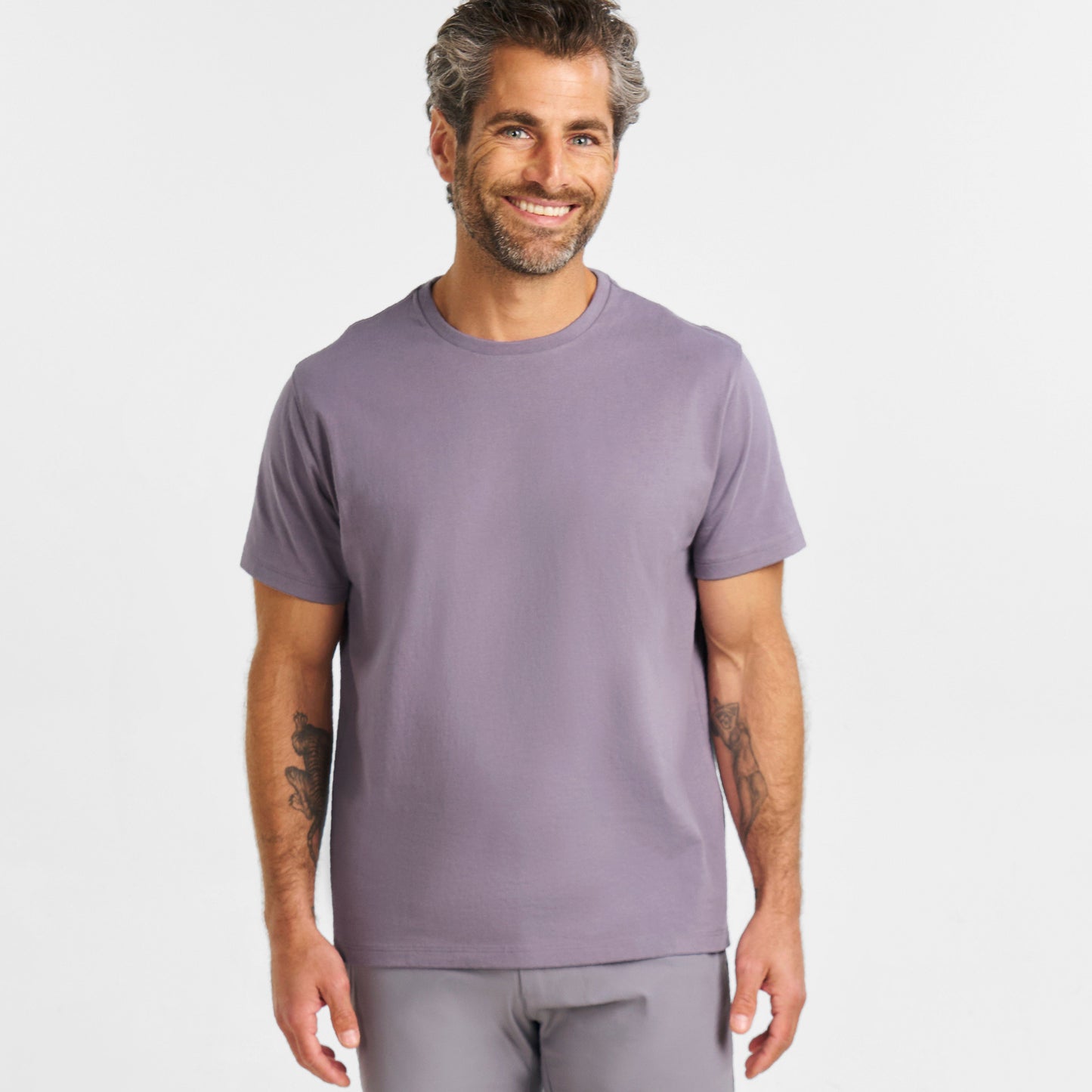 Ash & Erie Lavender Pima Cotton Crew Neck T-Shirt for Short Men   Short Sleeve Premium Tee
