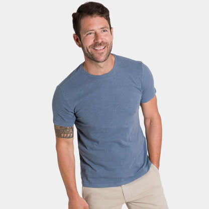 Ash & Erie Lightweight Washed Blue Crew Neck T-Shirt for Short Men   Short Sleeve Premium Tee