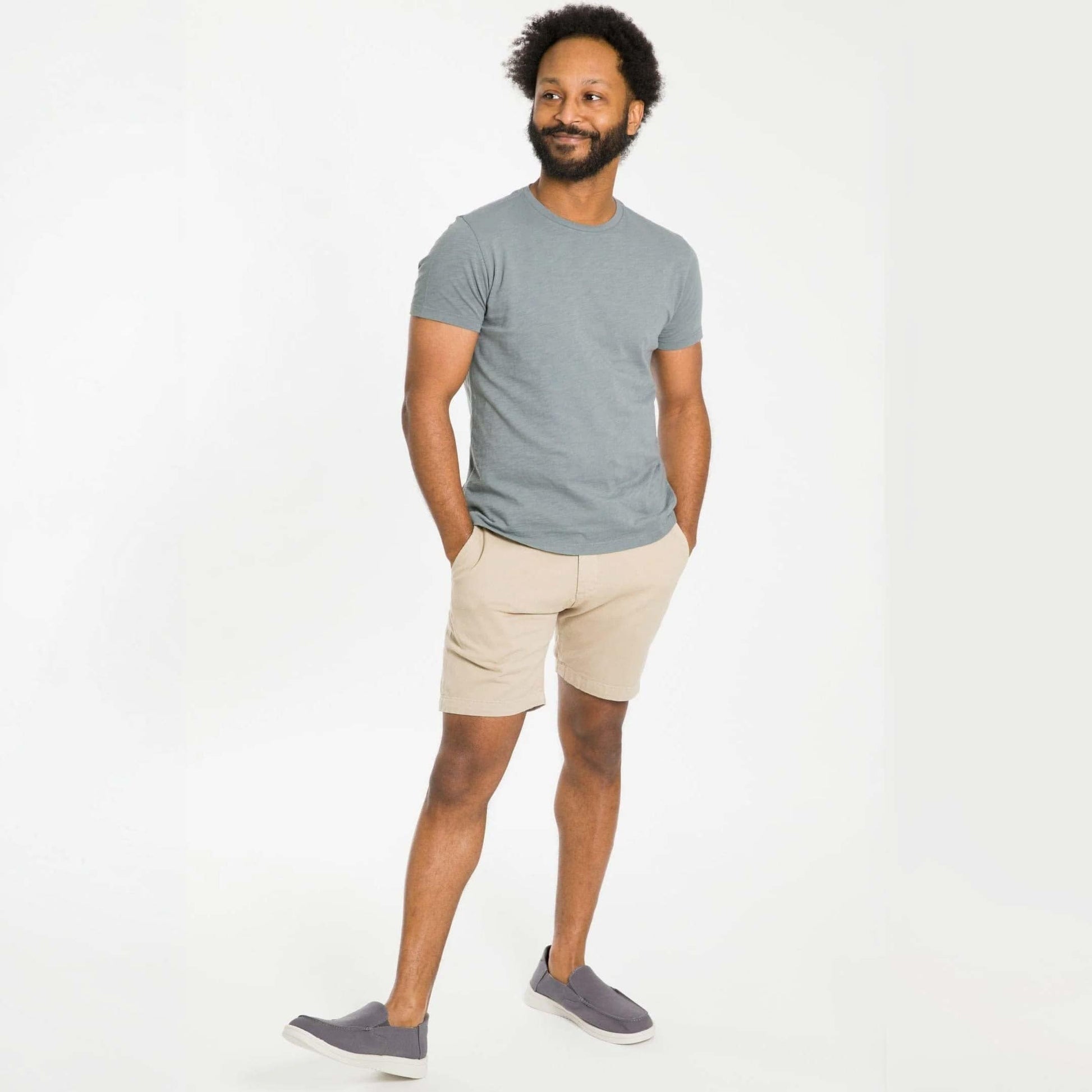 Ash & Erie Lightweight Washed Steel Crew Neck T-Shirt for Short Men   Short Sleeve Premium Tee