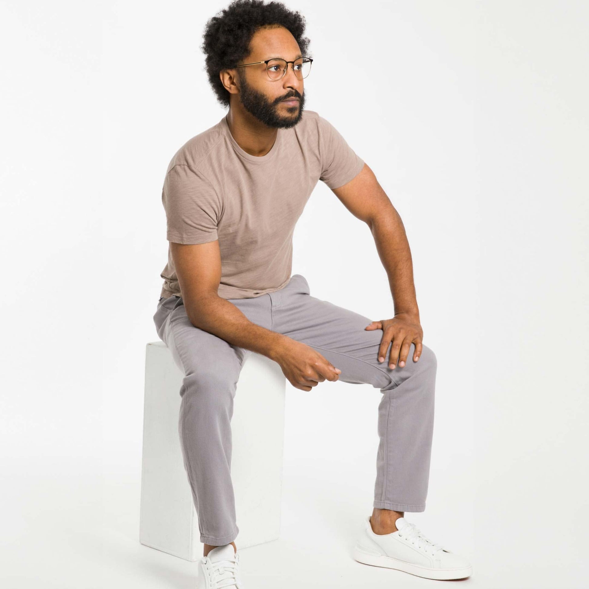 Ash & Erie Lightweight Washed Walnut Crew Neck T-Shirt for Short Men   Short Sleeve Premium Tee