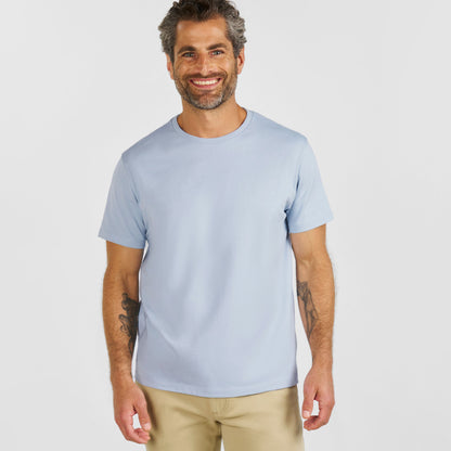 Ash & Erie Mist Pima Cotton Crew Neck T-Shirt for Short Men   Short Sleeve Premium Tee