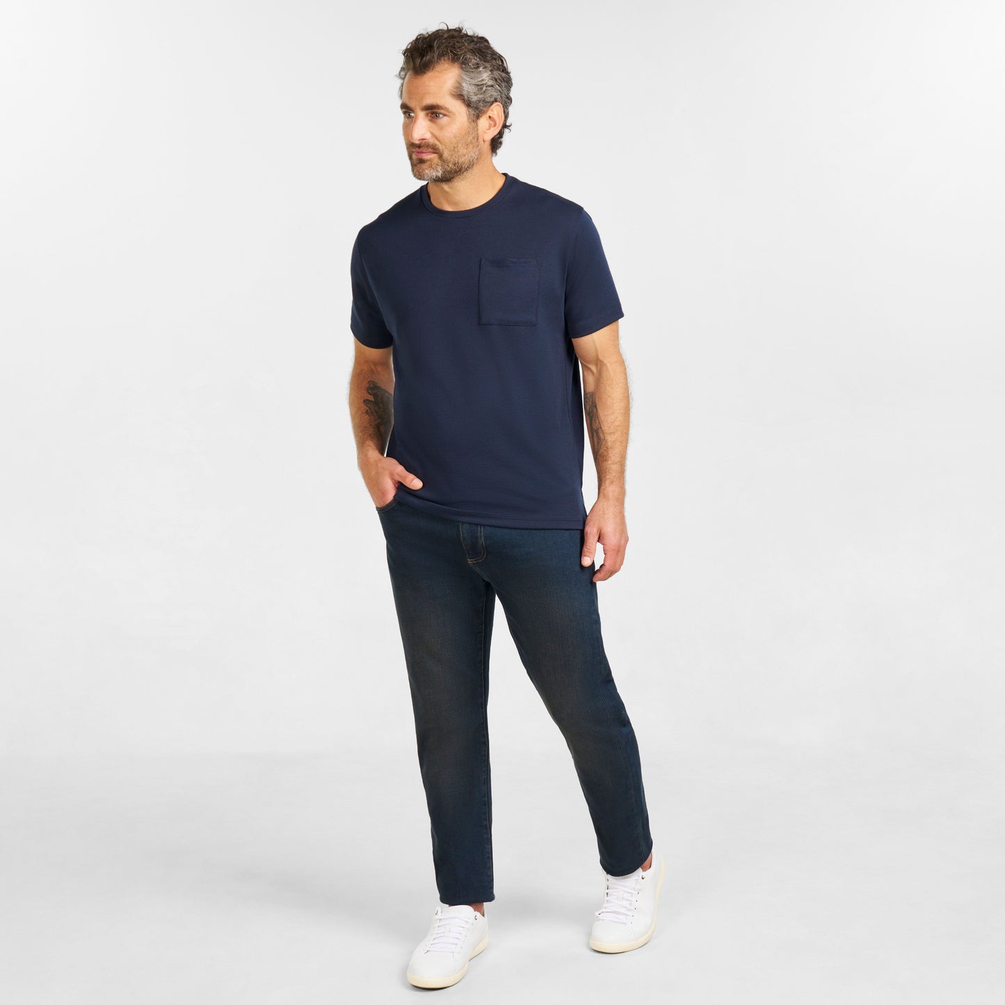 Ash & Erie Navy Micro Pique Crew Neck T-Shirt for Short Men   Short Sleeve Premium Tee