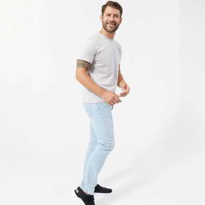 Ash & Erie Space Grey Pima Cotton Crew Neck T-Shirt for Short Men   Short Sleeve Premium Tee
