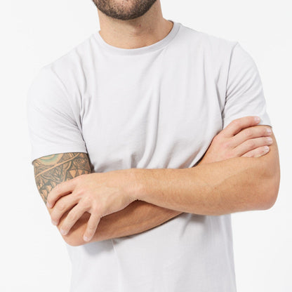 Ash & Erie Space Grey Pima Cotton Crew Neck T-Shirt for Short Men   Short Sleeve Premium Tee