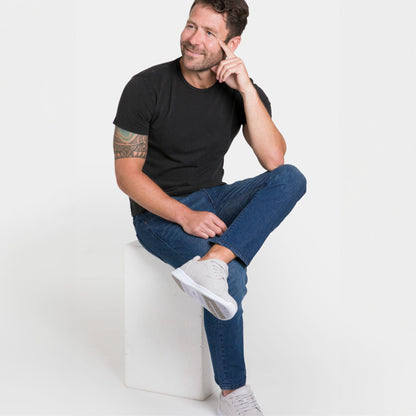 Ash & Erie Washed Black Pima Cotton Crew Neck T-Shirt for Short Men   Short Sleeve Premium Tee